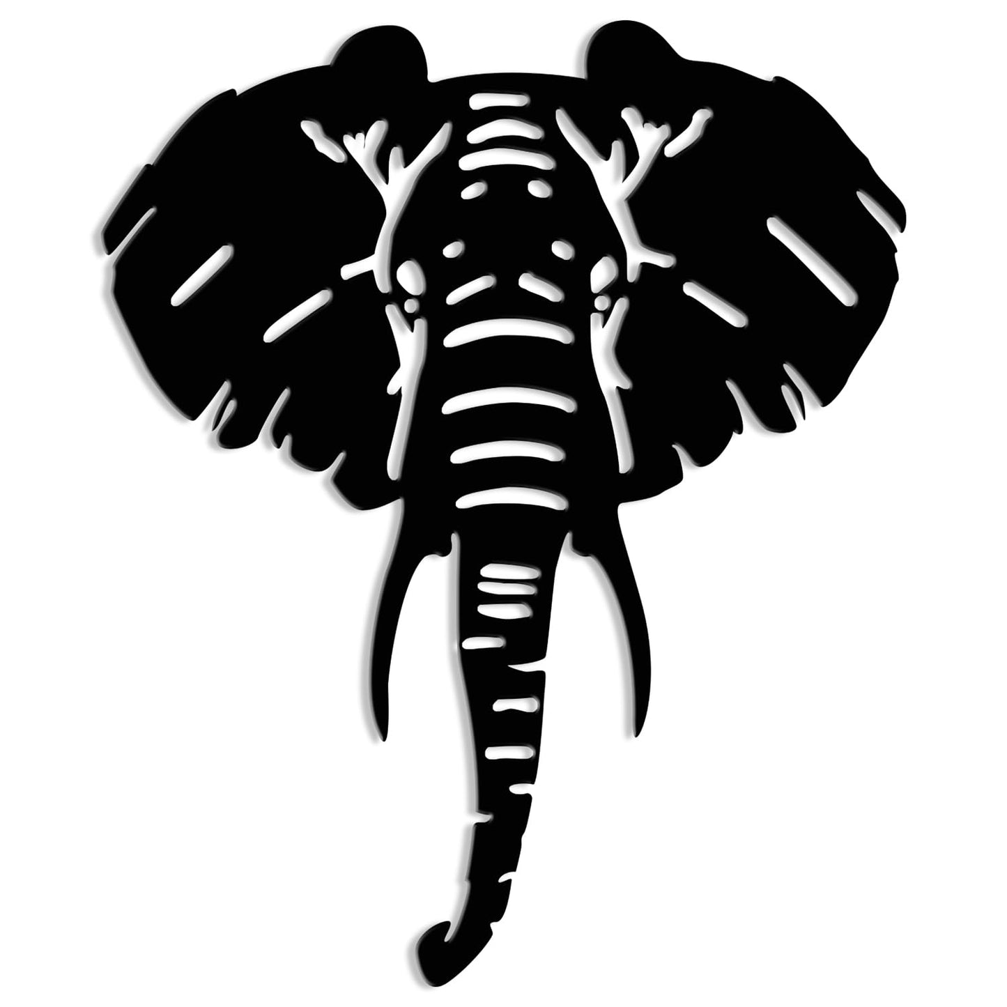 Maoerzai Elephant Metal Wall Art, Geometric Elephants Metal Sign, Durable Animal Head Wall Decor for Home & Kitchen, Black, 10 x 12 Inch