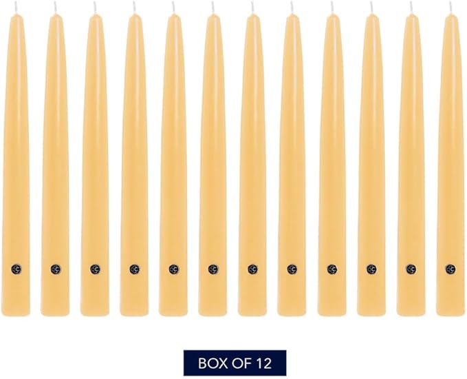 Colonial Candle Unscented Taper Candle, Handipt Collection, Limoncello, 10 in, Pack of 12 - Up to 8 Hours Burn