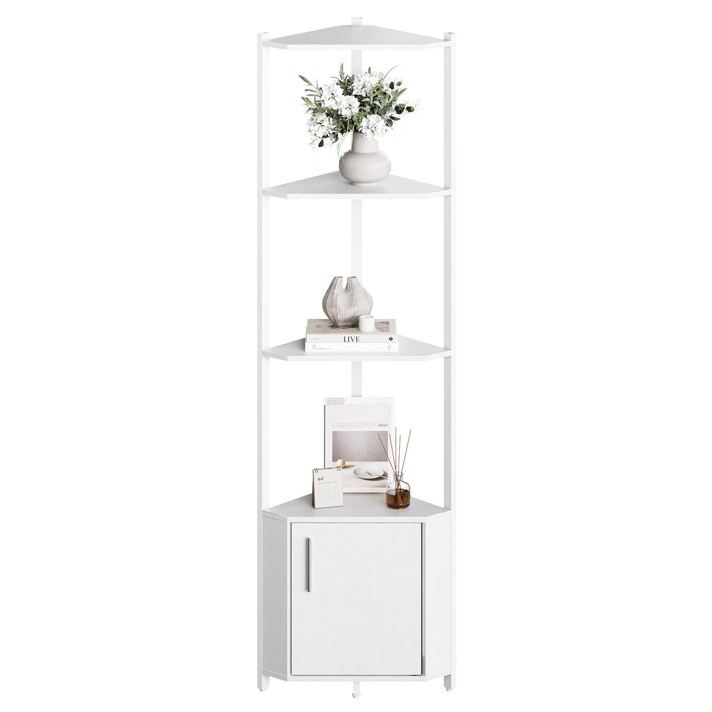 GarveeHome Corner Shelf Stand 5 Tier - 58 Inch Tall Corner Shelf with Wooden Shelves for Storage, Display Plant Stand for Living Room, Bedroom, Kitchen, Bathroom, Home Office