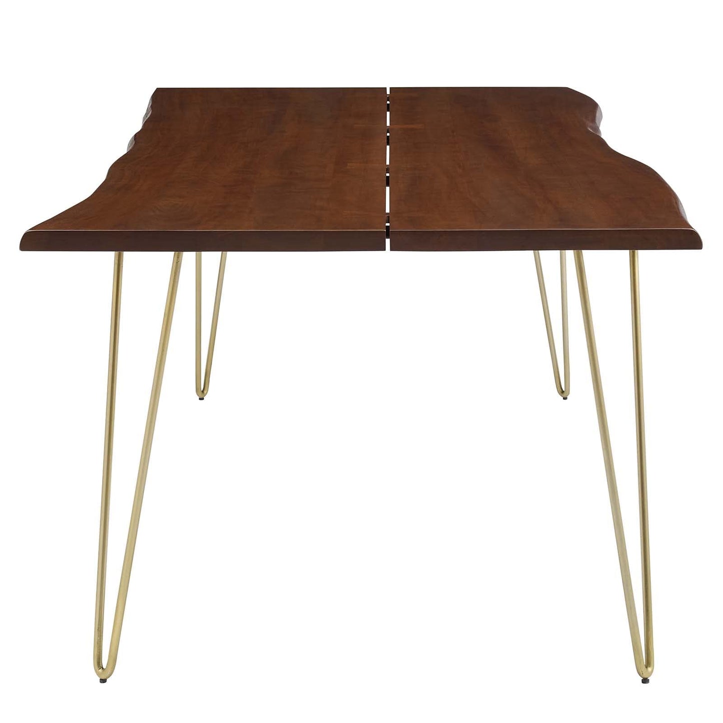 Modway Ardor 96" Live Edge Acacia Wood Rectangular Dining Table in Gold Walnut