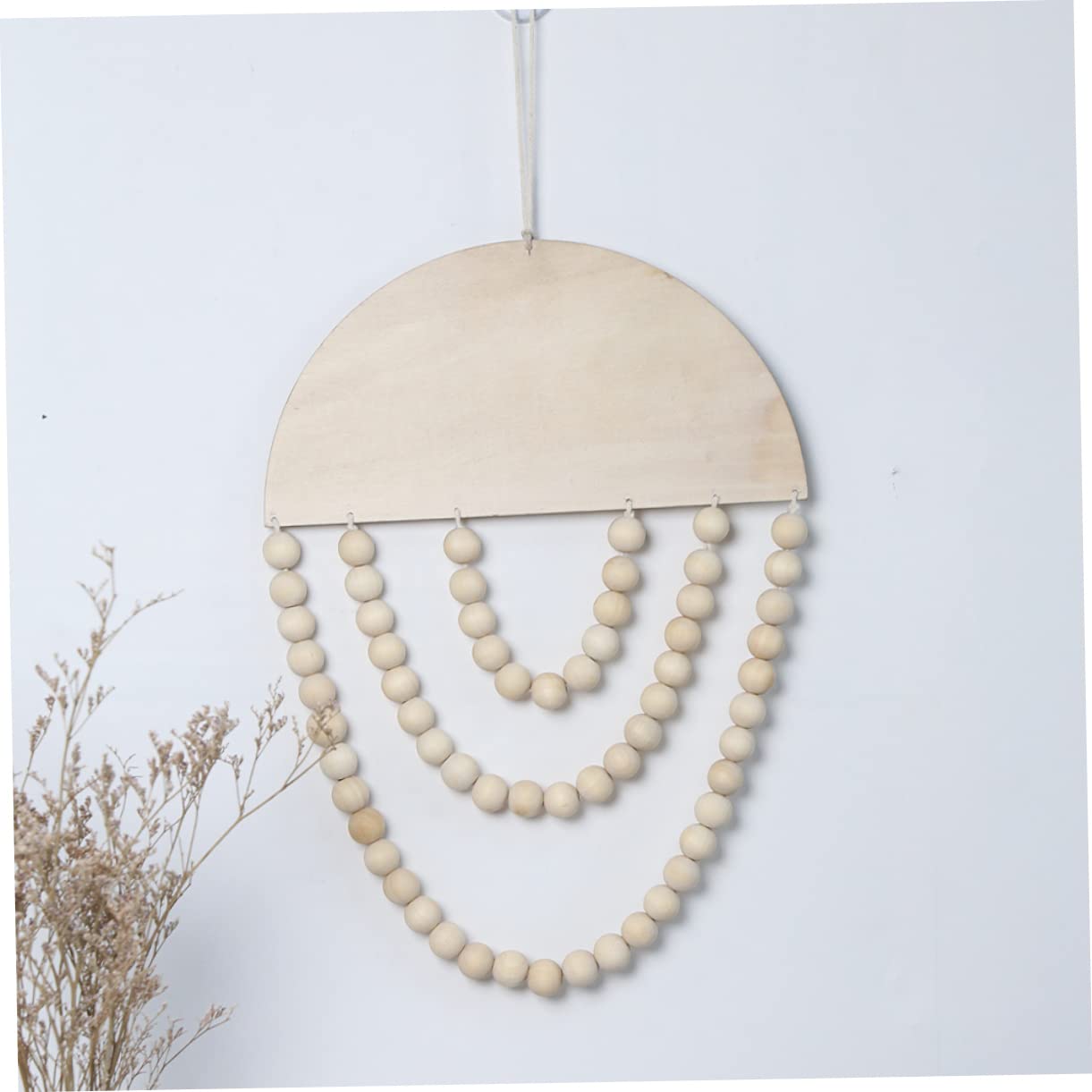 IMIKEYA Bohemian Wooden Bead Wall Hanging Decor Indoor Wall Art Pendant for Bedroom and Living Room Creative Handcrafted Warm Design