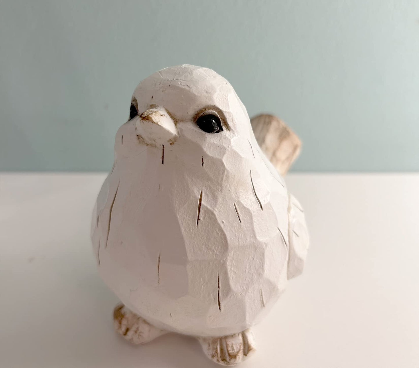 realideas New White Modern Farmhouse Bird Figurine, Bird Statue Sculpture - Carved Rustic Distressed Animal Bird Ornaments - Home Decor Accents Collectible Bird Figurine | Spring
