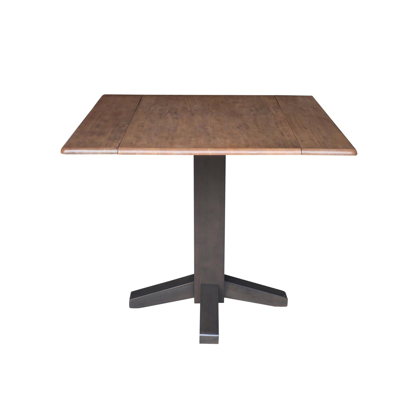 Solid Wood 36" Square Dual Drop Leaf Dining Table, Hickory/Washed Coal