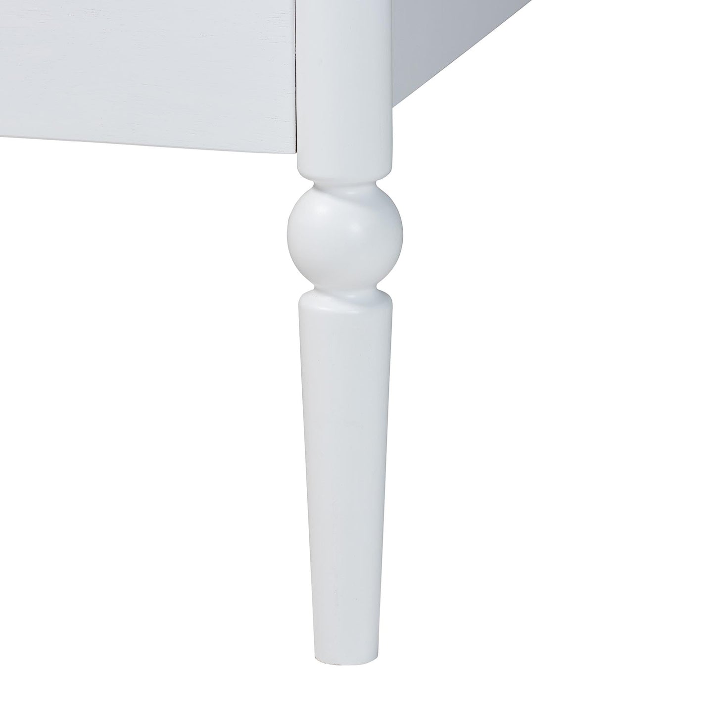 Baxton Studio Lucera Bobbin Wood Platform Bed, Queen, White