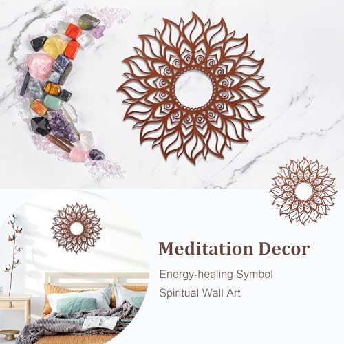 ADDMES 11.8 Inch Sun Wall Art Decor, Wooden Sun Wall Hanging Sculpture, Hollowed-out Mandala Hanging Sign for Indoor Outdoor Home Garden
