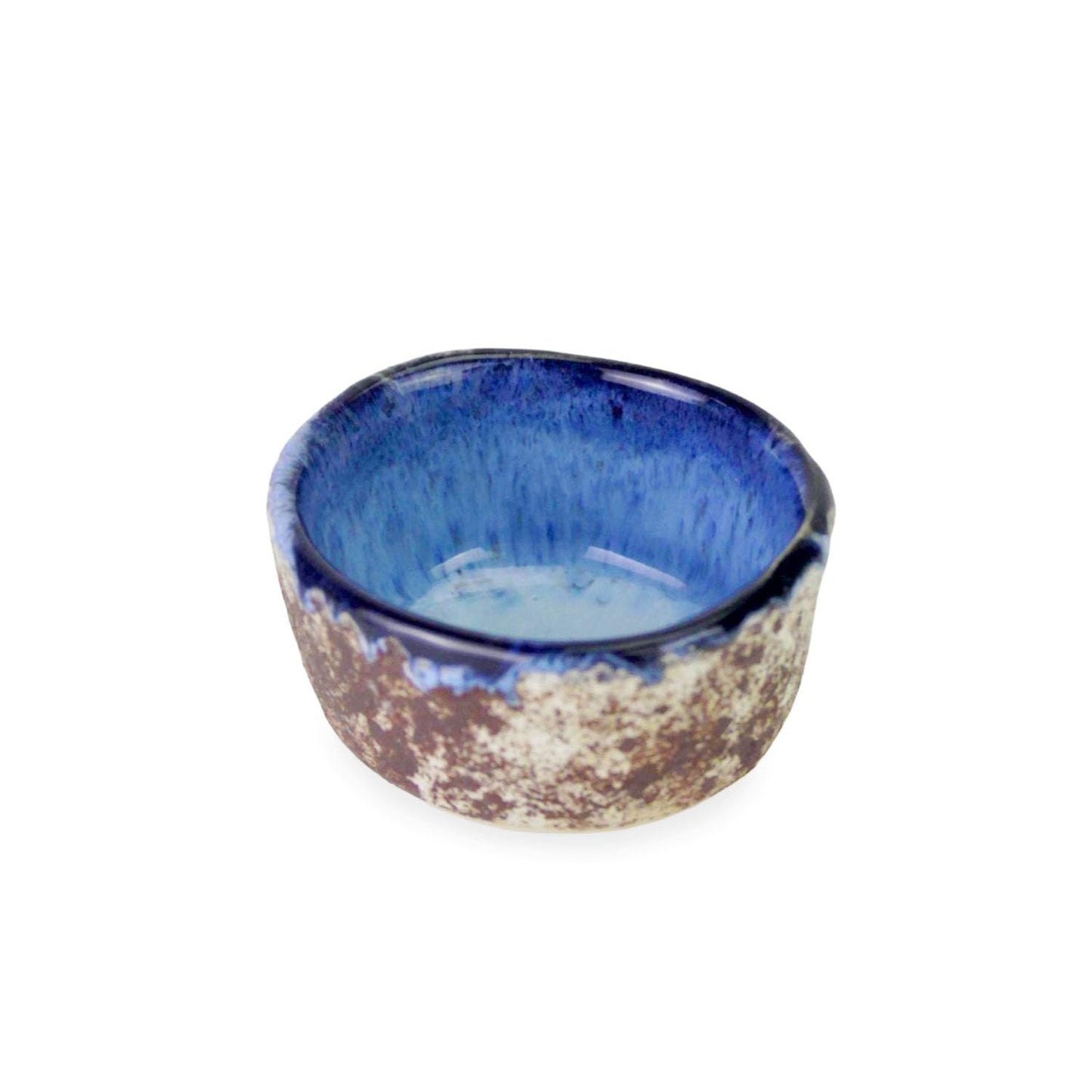 roro 1.5 Inch Handmade Ceramic Pinch Bowls Set of 6, Rustic Coral Reactive Blue