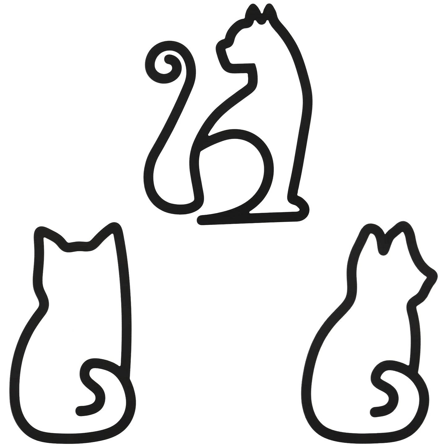 Ferraycle 3 Pieces Black Cat Metal Wall Art Wire Wall Sign Cat Sign Decor for Kitchen Restaurant Shop Decors Christmas Cats Lover Gifts(Cat Style)
