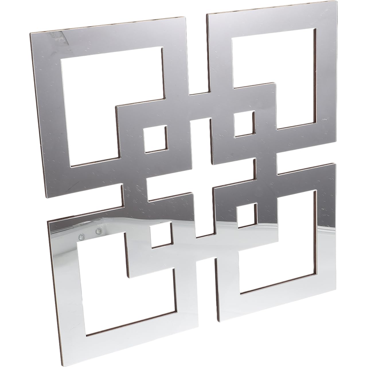 Angoily Rustic Square Mirror Wall Stickers 11.8 Inch Basswood Hollowed Wall Decor for Living Room Bedroom Home Decoration