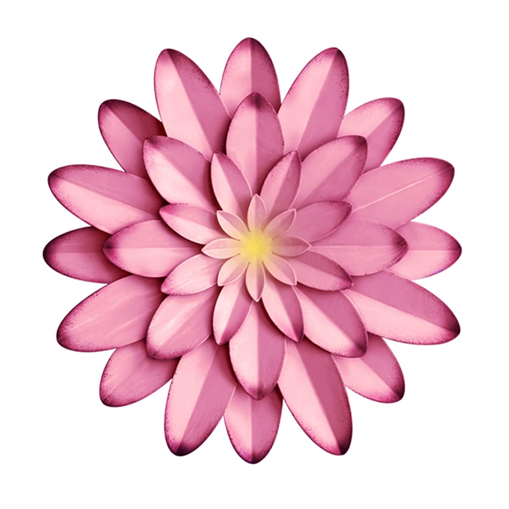 AHYS Metal Flowers Wall Decor Indoor Outdoor Metal Wall Art for Farmhouse Home Living Room Bedroom Bathroom Garden Decor – 12 Inch - Pink