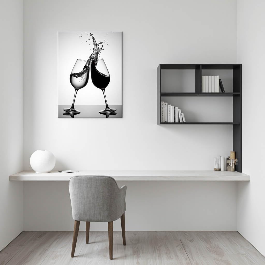 Novup Black And White Wine Splash Wall Art Canvas Print Decor Pictures Painting Modern Abstract Photography 18X24Inch