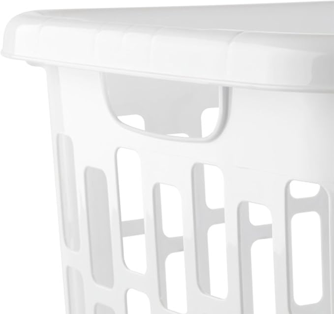 Sterilite Easy Carry Laundry Hamper, Ventilation Holes and Handles to Carry Clothes Between the Laundry Room and Bedroom, Plastic, White, 4-Pack
