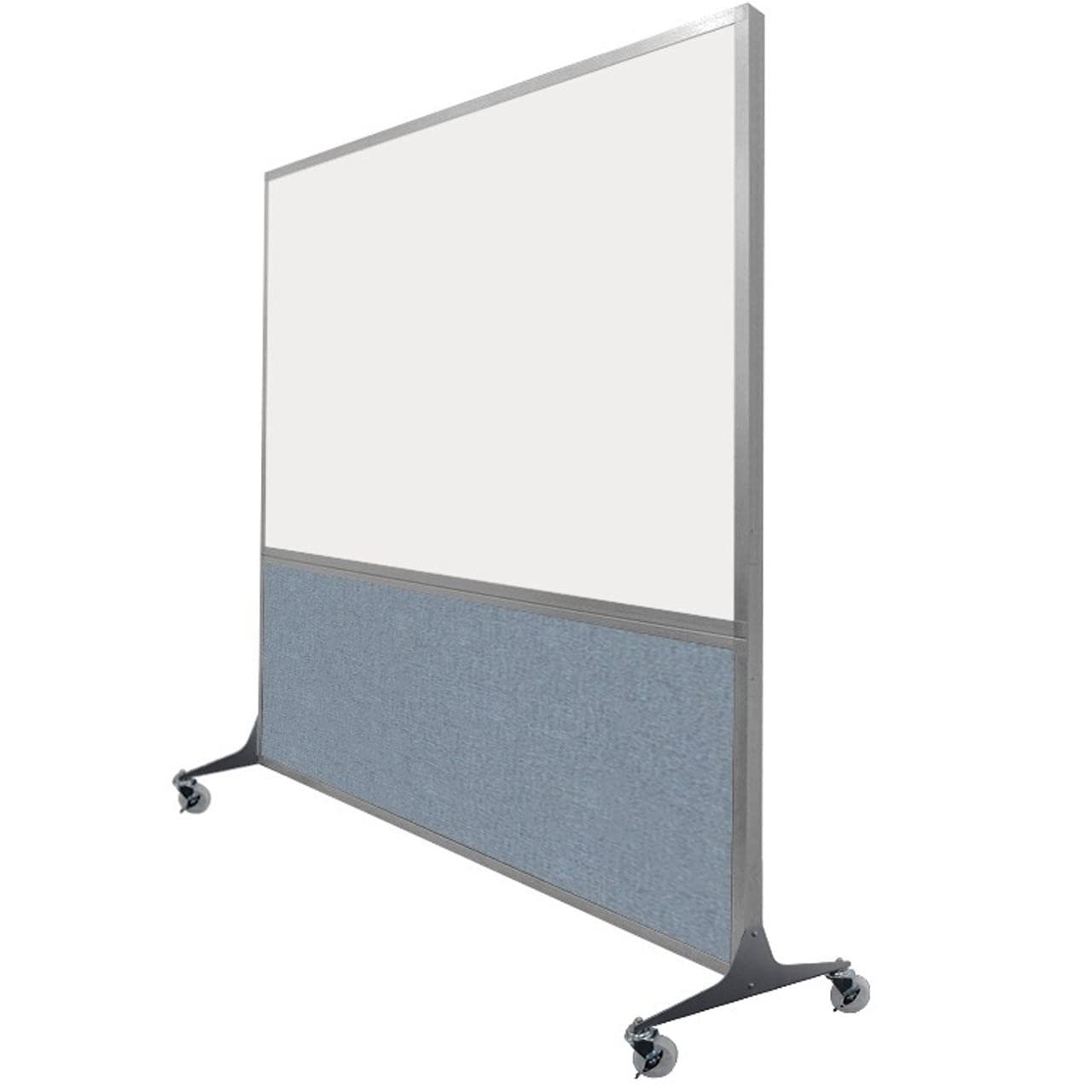 DivideWrite Mobile Whiteboard | Double Sided Dry Erase Board | Portable Office Cubicle Partition | Display for Classrooms, Conference Rooms, Meeting Areas and More | Ocean Fabric 4' Wide X 6' Tall