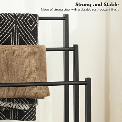 HOOBRO Towel Rack and Blanket Ladder, Blanket Holder for Living Room, Bathroom BF03LB01-BF17CJ01