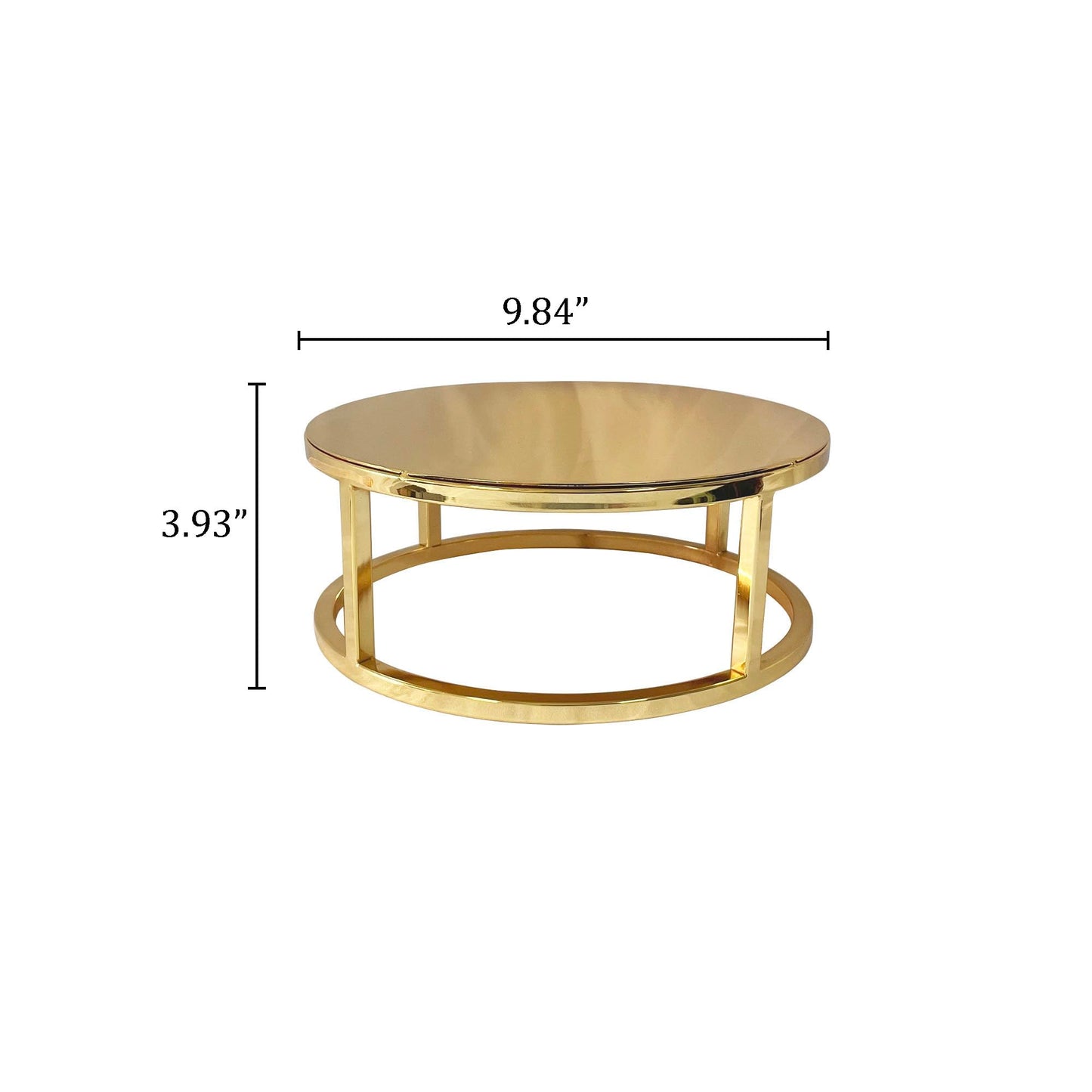 ANGYGH Gold Metal Cake Stand - Round Cupcake Dessert Stand Floating Cake Separator for Valentine's Day & Weddings Birthday Party Baby Shower Display (High 3.93'' Diameter 9.84'')