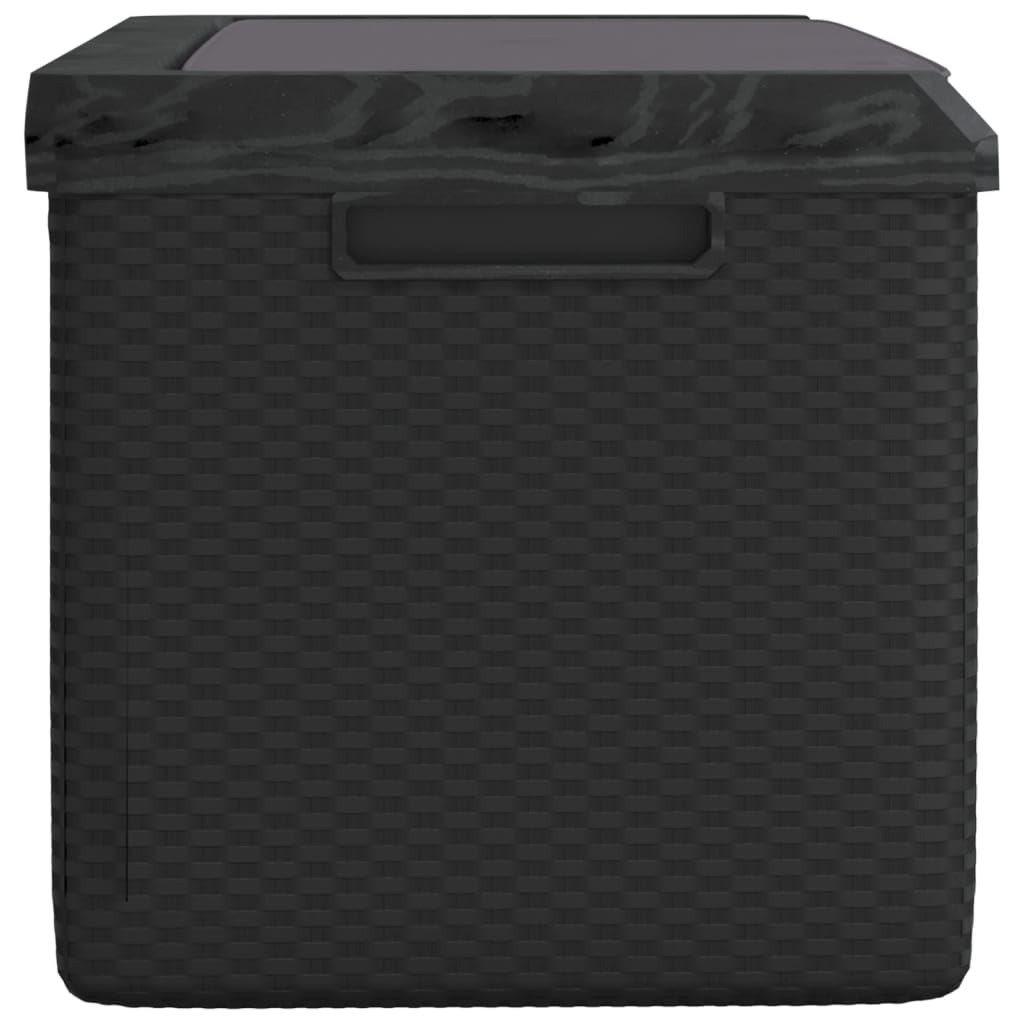 92.5 Gal Patio Storage Box with Seat Cushion, Rattan Look PP Outdoor Storage Chest for Cushions Pillows Blankets, Gas-Lift Design, Lockable, Anthracite