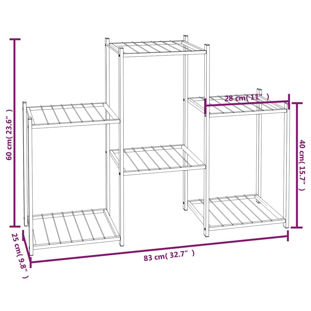 ZXQVLMRS 3-Tier Metal Flower Stand, Rectangular Iron Plant Display Shelf for Indoor Outdoor Garden Balcony Living Room, Stable Pot Holder Rack, Black
