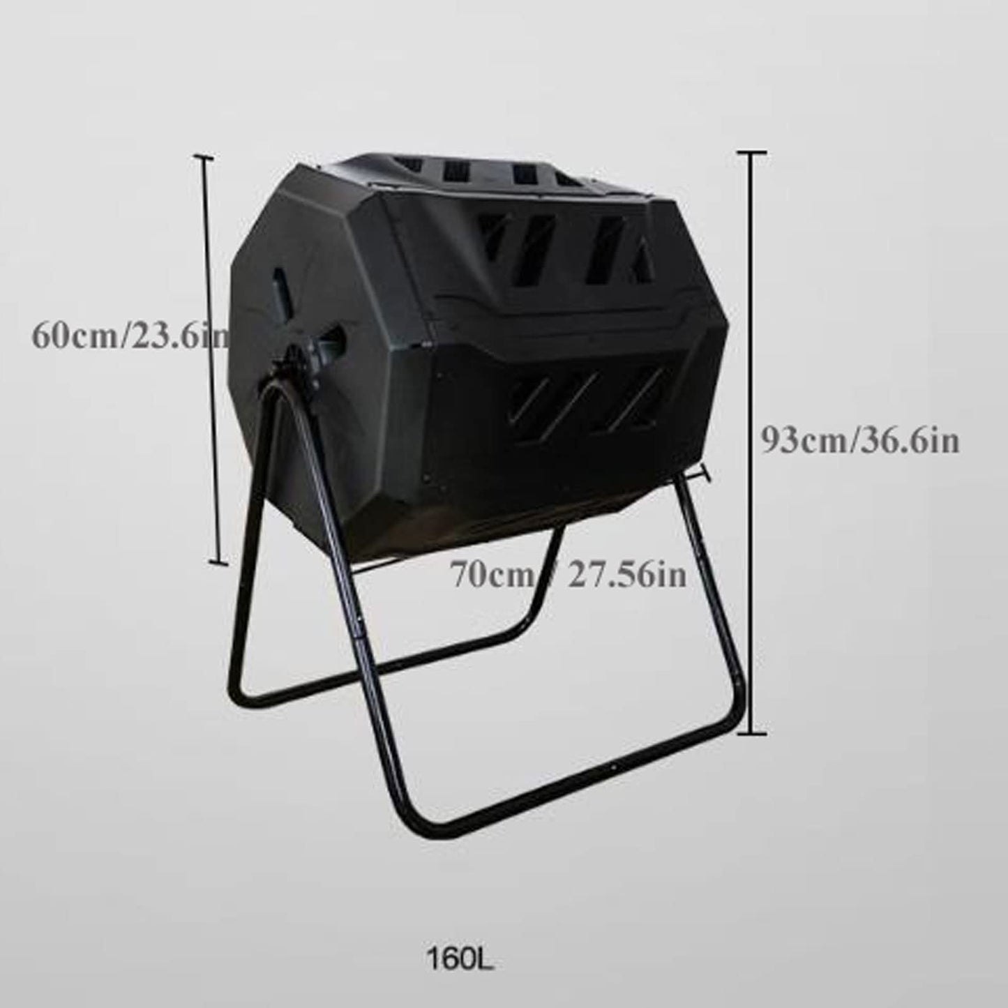 LICONG-2019 Kitchen Compost Bin, Outdoor Dual Chamber Tumbling Composter, Outdoor Rotating Compost Tumbler Bin for Garden, Kitchen, and Yard Waste, 160L/42Gallon,Indoor Compost Bin with Lid