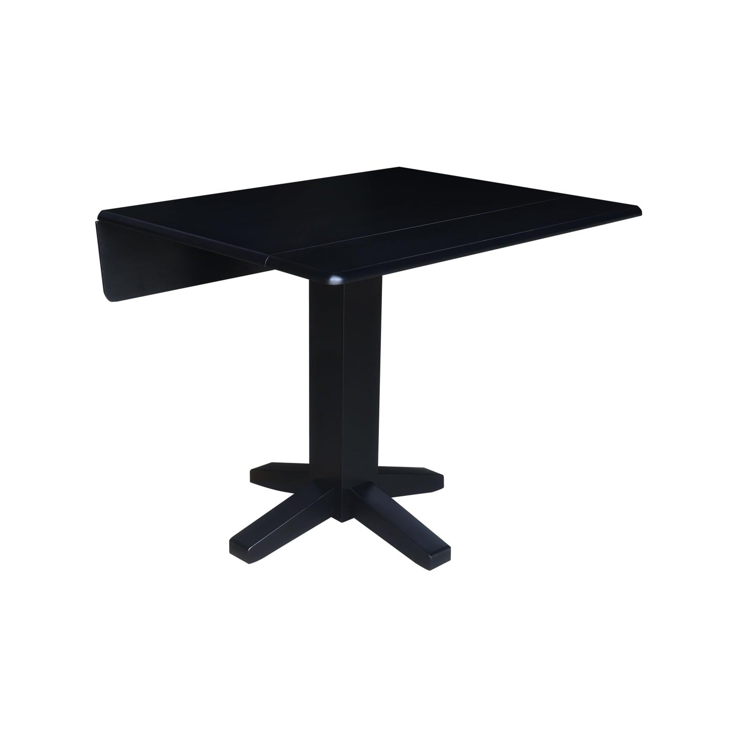 Solid Wood 36" Square Dual Drop Leaf Dining Table, Black