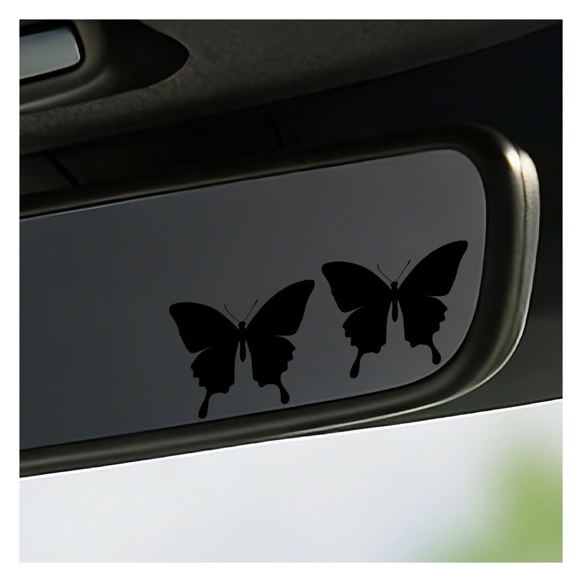 Craedli 2PCS Cute Butterfly Rearview Mirror Decal Car Sticker, Waterproof Vinyl Car Rear View Window Stickers for Women Teens, Butterfly Sticker Decoration for SUV Truck Waterbottle Laptop (Black)