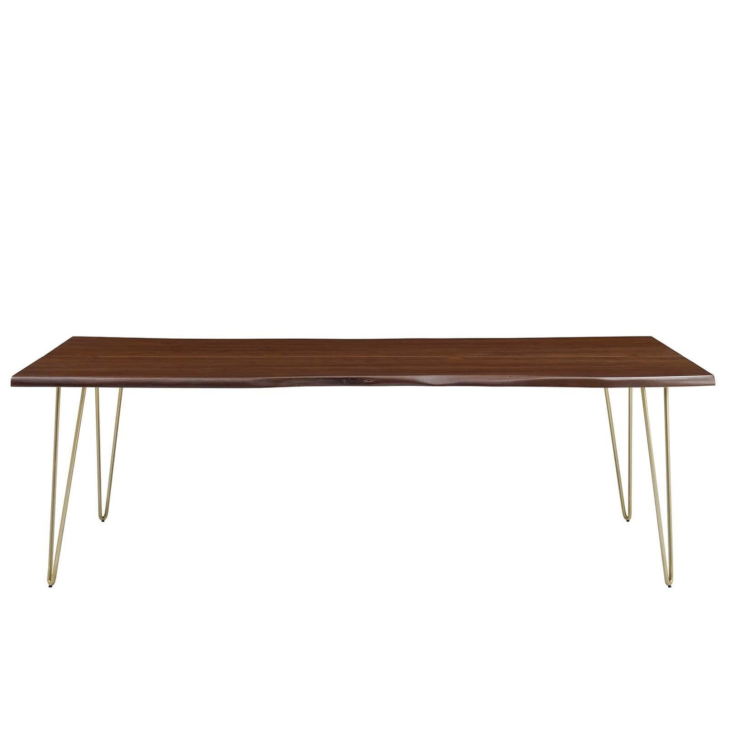 Modway Ardor 96" Live Edge Acacia Wood Rectangular Dining Table in Gold Walnut