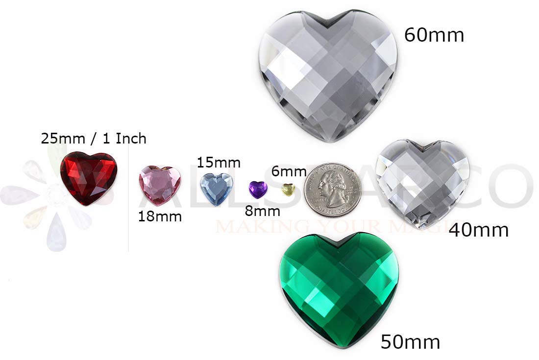 KraftGenius Allstarco 8mm Flat Back Heart Acrylic Rhinestones Tiny Face Gems Body Jewels Card Making Embelishments - 100 Pieces (Green Xmas JG02)