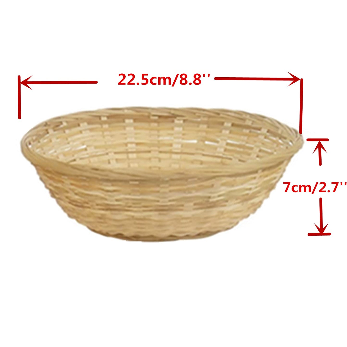 LONG XIN SERIES 4 Pcs 9 Inches Small Round Basket Storage Organizers Bamboo Handmade Basket for Kitchen Organization Stackable Storage