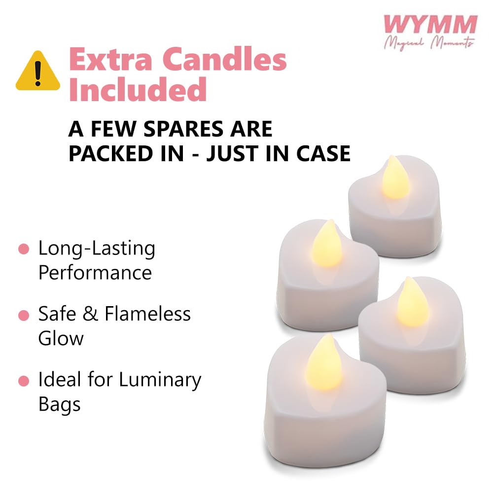 WYMM I Love You Light Up Letters with 30 Tea Lights Candles and 1000 Red & Pink Rose Petals - Luminary Bags for Anniversary Decorations, Valentines Day Decorations & Romantic Bedroom Decor