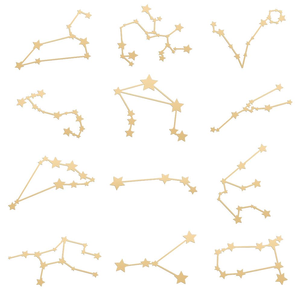 OLYCRAFT 12Pcs Orgonite Sticker 12 Constellation Sticker Energy Tower Decorate Stickers Self Adhesive Golden Metal Stickers for Scrapbooks DIY Resin Crafts Phone & Water Bottle Decor - 1.6x1.6 Inch