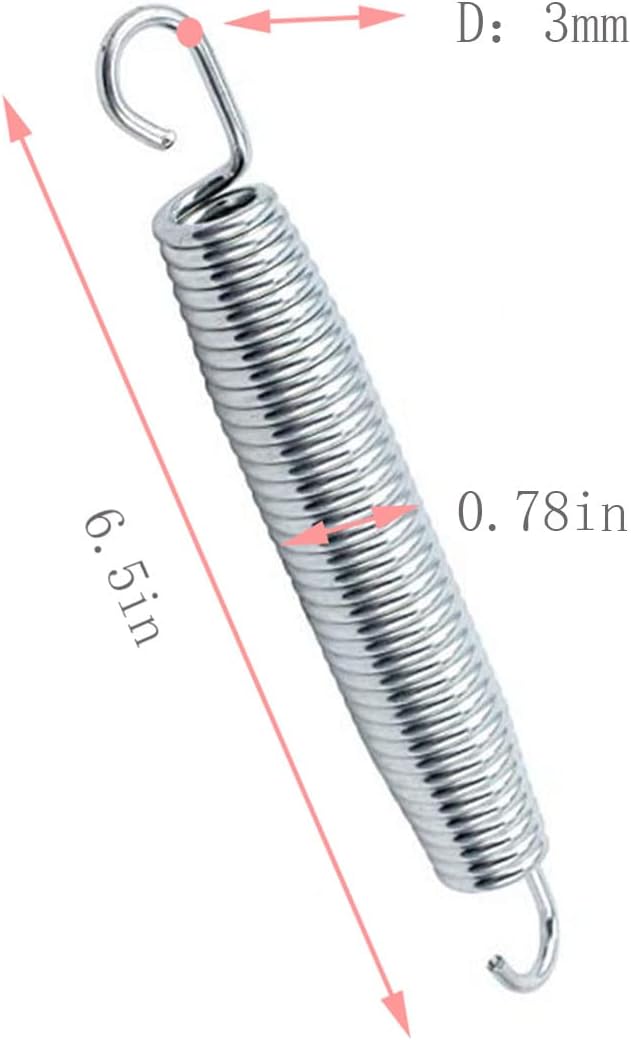 6.5" Trampoline Springs Heavy Duty Galvanized Steel Replacement Spring Set ，Come with Free Triangle Hook-Hook(10 Pieces)