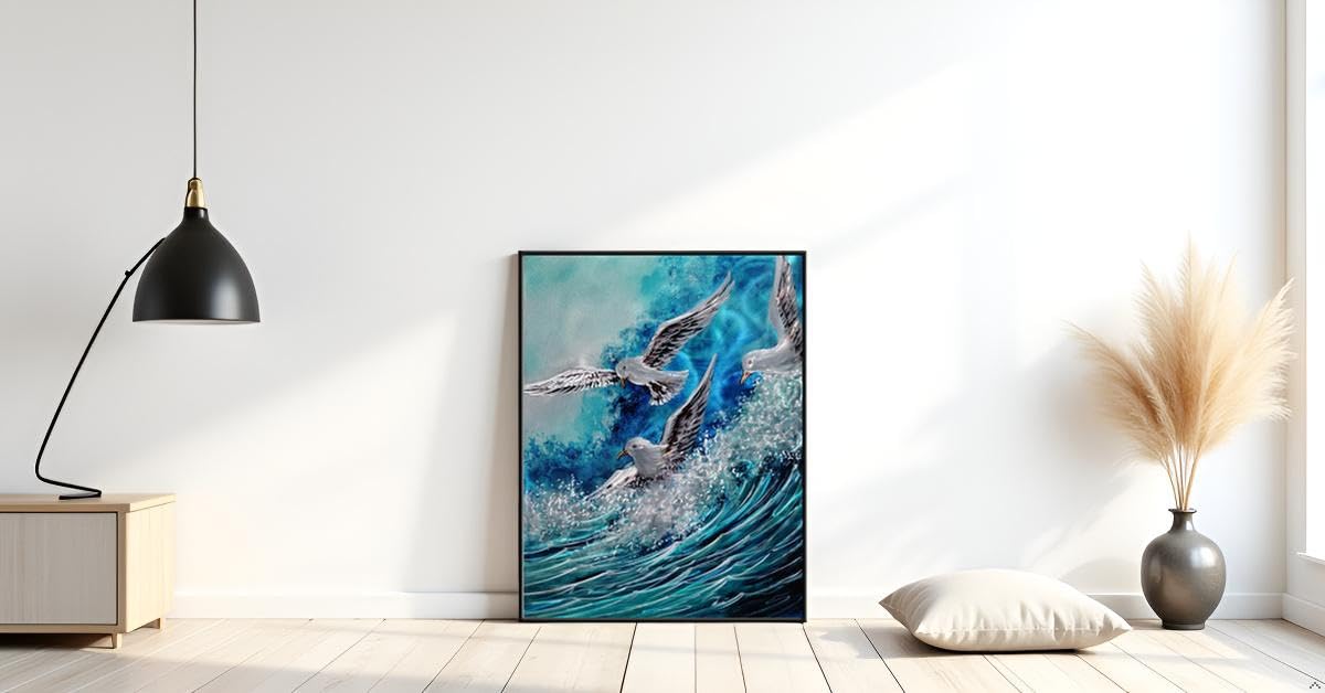 Yihui Arts Coastal Metal Wall Art - Stunning Seawaves Aluminum Artwork, Perfect Home Accent for Living Room, Bedroom, or Hallway Decor