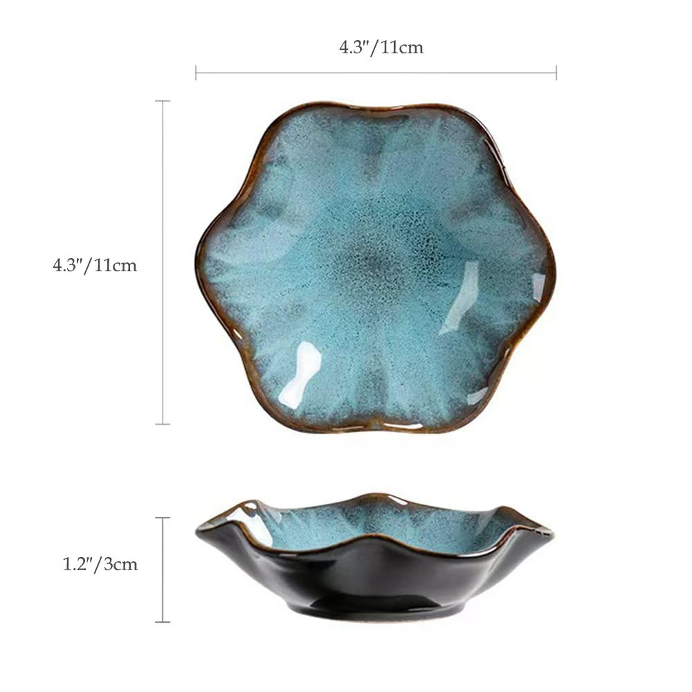 JAMEND CLXP Lotus Leaf Shape Decorative Ring Tray, Small Key Bowl, Ceramic Trinket Tray Jewelry Dish Organizing Necklace Earrings, Home Decoration for Mom Best Friend Sister, Sea Blue.