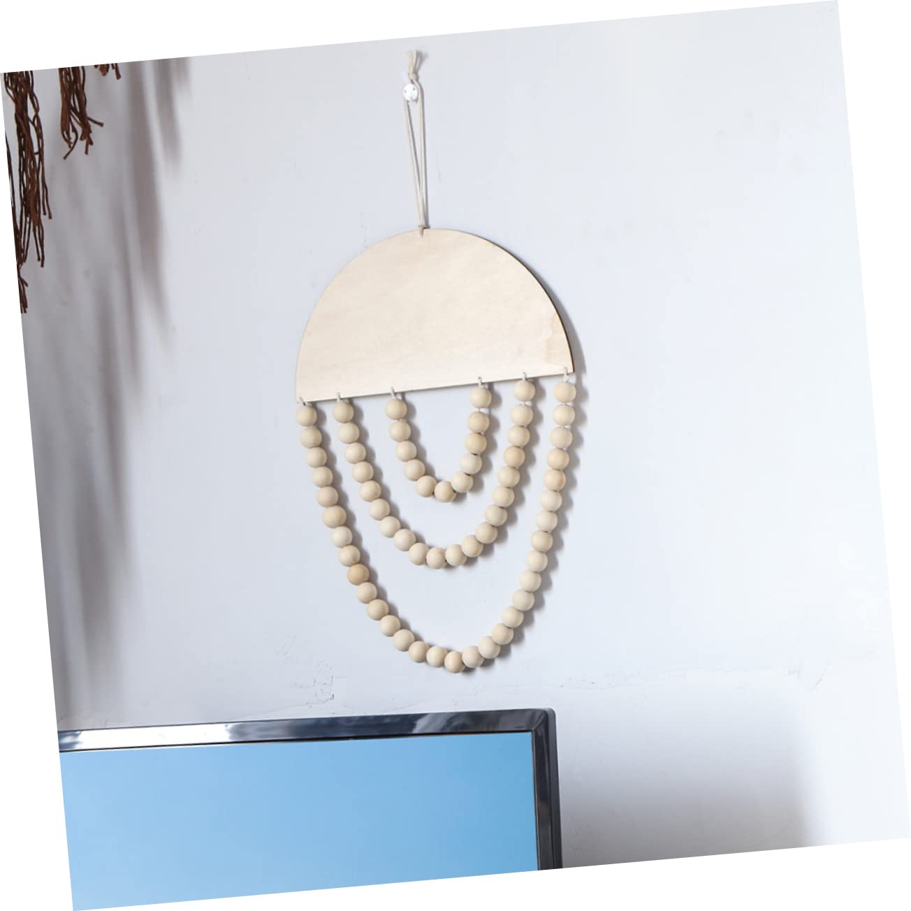 IMIKEYA Bohemian Wooden Bead Wall Hanging Decor Indoor Wall Art Pendant for Bedroom and Living Room Creative Handcrafted Warm Design