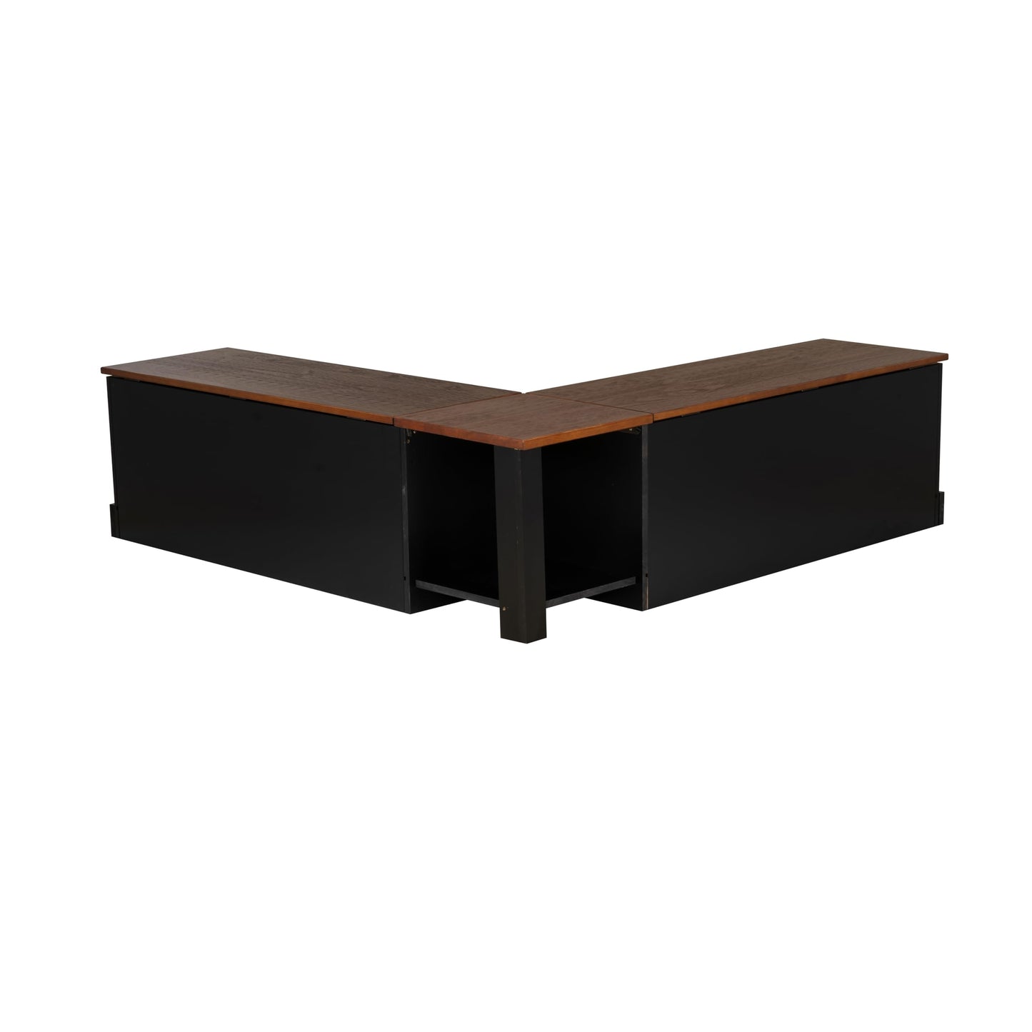 Linon Harris Black and Walnut Backless Kitchen Dining Nook with Hidden Storage Bench Space