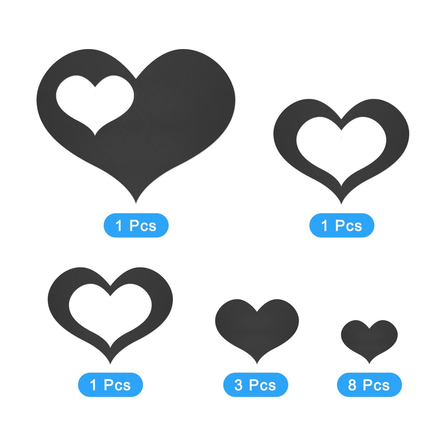 uxcell Acrylic Mirror Wall Stickers, 14Pcs in 1Set Self Adhesive Removable Heart Wall Decals for Home Living Room Bedroom Office DIY Decor (Black)