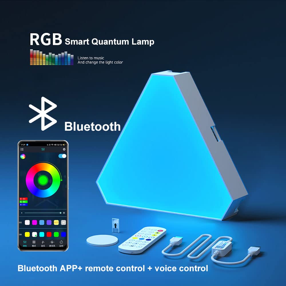 fbkapelk WiFi Bluetooth 5V USB Triangle Lamps Quantum Atmosphere LED Night Light for Game Bedroom Decoration Creative Decorat Wall Lamps (10 PCS Bluetooth)