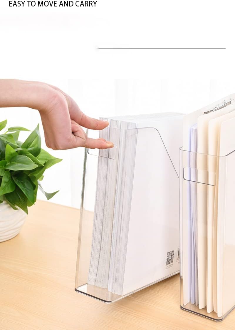 ICCGBHGO Magazine Holder, Clear Plastic Vertical File Magazine Organizer, Desktop File Magazine Book Storage Shelf for Office Desk (2PCS), 10.6x9.8x3.1 Inch