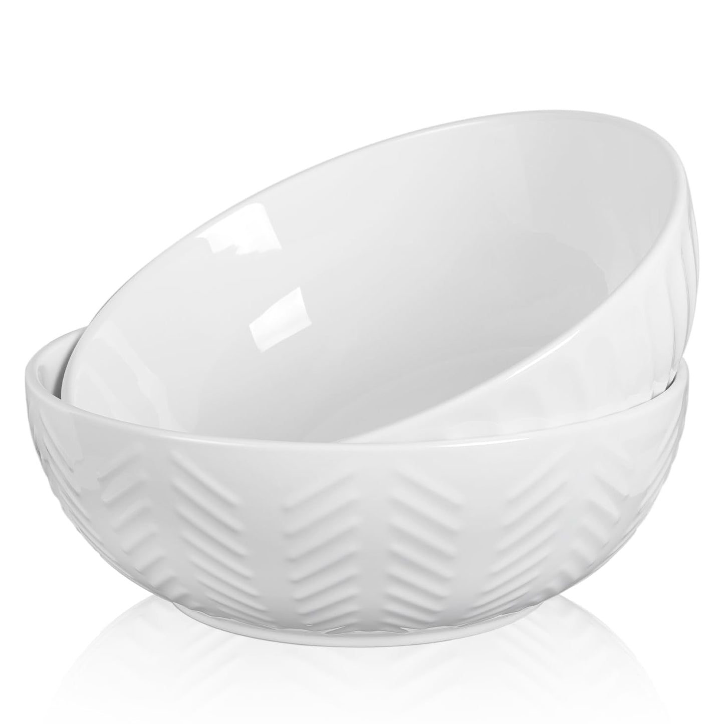 HAPPY KIT Serving Bowls, 130 OZ(11") Extra Large Salad Bowls Set of 2, Porcelain White Mixing Bowls for Salad, Soup, Pasta and Dinner, Large Ceramic Bowl Set for Entertaining