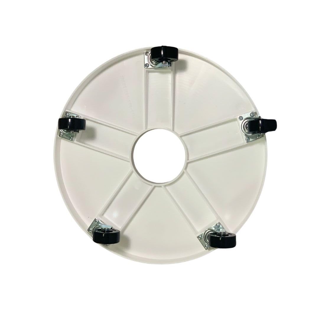16" Rolling Plant Caddy with Drain Hole, Heavy Duty Plant Dolly with Wheels & Locking Wheel, Indoor Outdoor Planter Base for Pots, Round Plant Tray, White, Supports 500 lbs