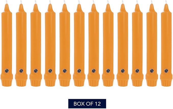 Colonial Candle Unscented Taper Candle, Classic Collection, Caramel, 8 in, Pack of 12 - Up to 6 Hours Burn
