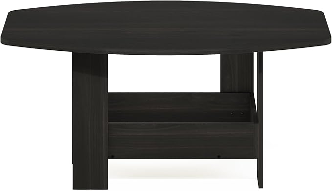 Furinno Simple Design Coffee Table, 2-Tier Modern Center Table with Lower Shelf, Round Corner Side Table, for Living Room, Bedroom, Home Office, Espresso