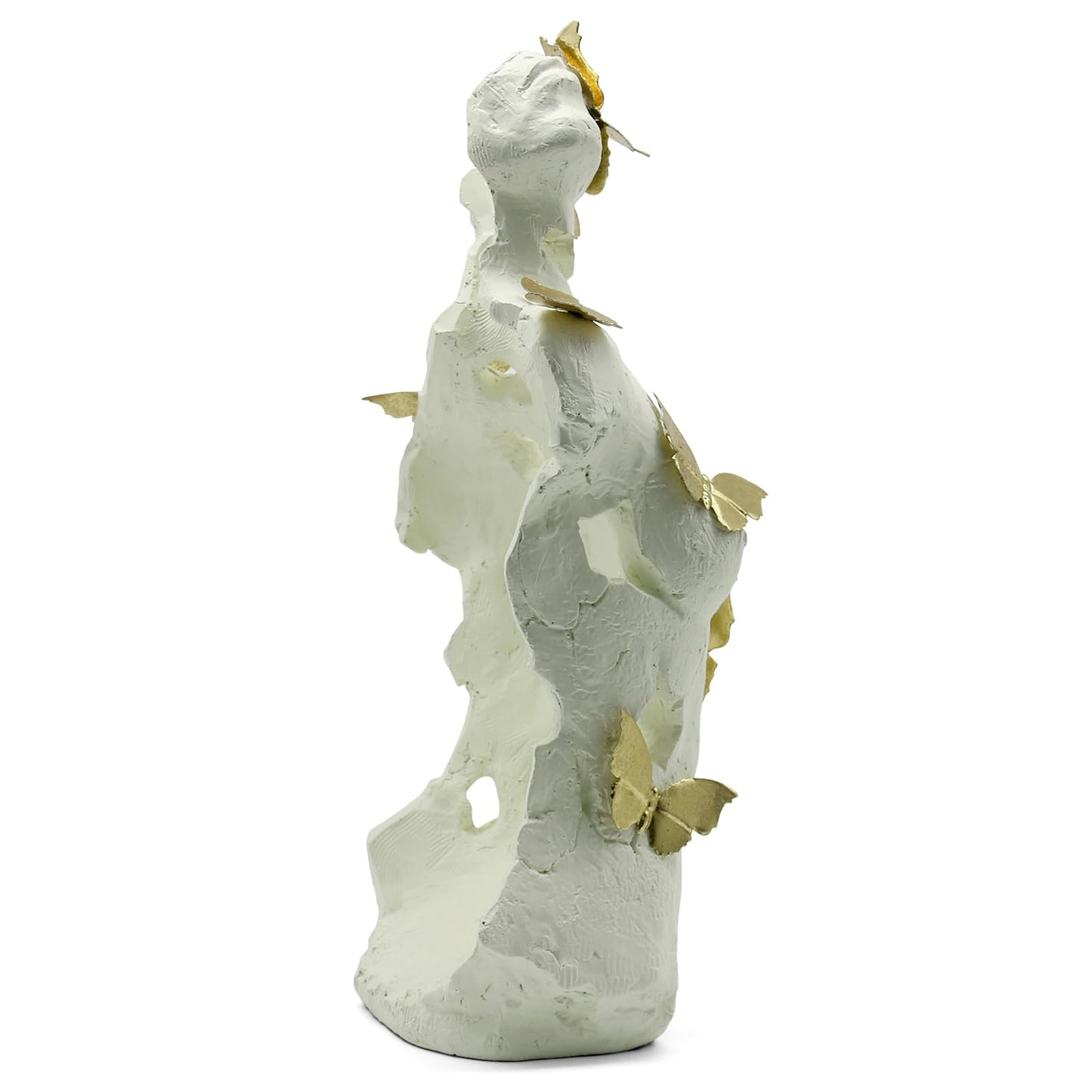 Lukitas Abstract Female Bust with Butterflies Sculpture, Aphrodite Statue, Body Figurine Art Decor, Beauty of Defects, Greek Goddess Bust Ornament for Office Living Room Desk Shelf, Beige, Resin 16"