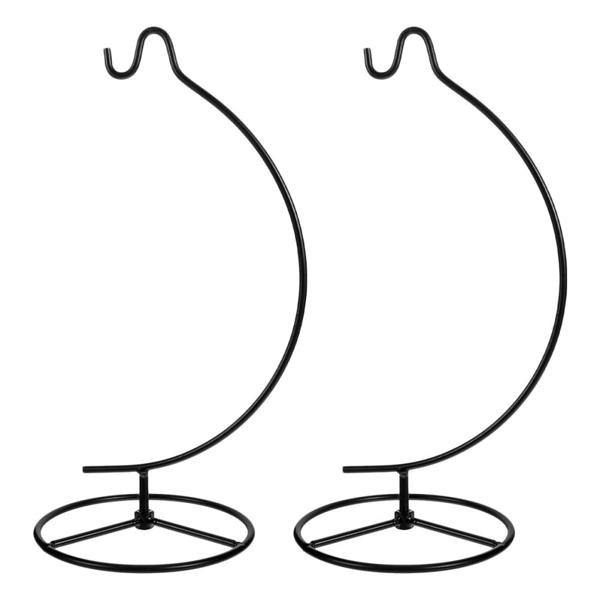 ELAYARD 2pcs Moon-shaped Metal Hanging Hook Stands Air Plant Terrarium Rack Ornament Display Holder for Indoor Home Décor, Black Iron Flower Pot Bracket for Hanging Glass Globe