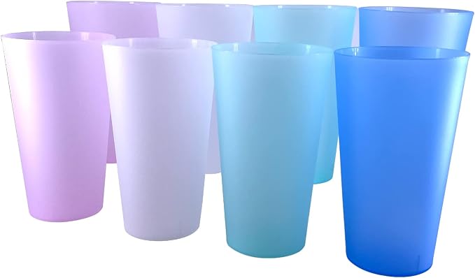 AOYITE Large Plastic Cups Reusable - 32 oz Big Drinking Cups set of 8 - BPA Free Dishwasher Safe Water Tumblers - Unbreakable Drink Cup for Kids Kitchen Outdoor