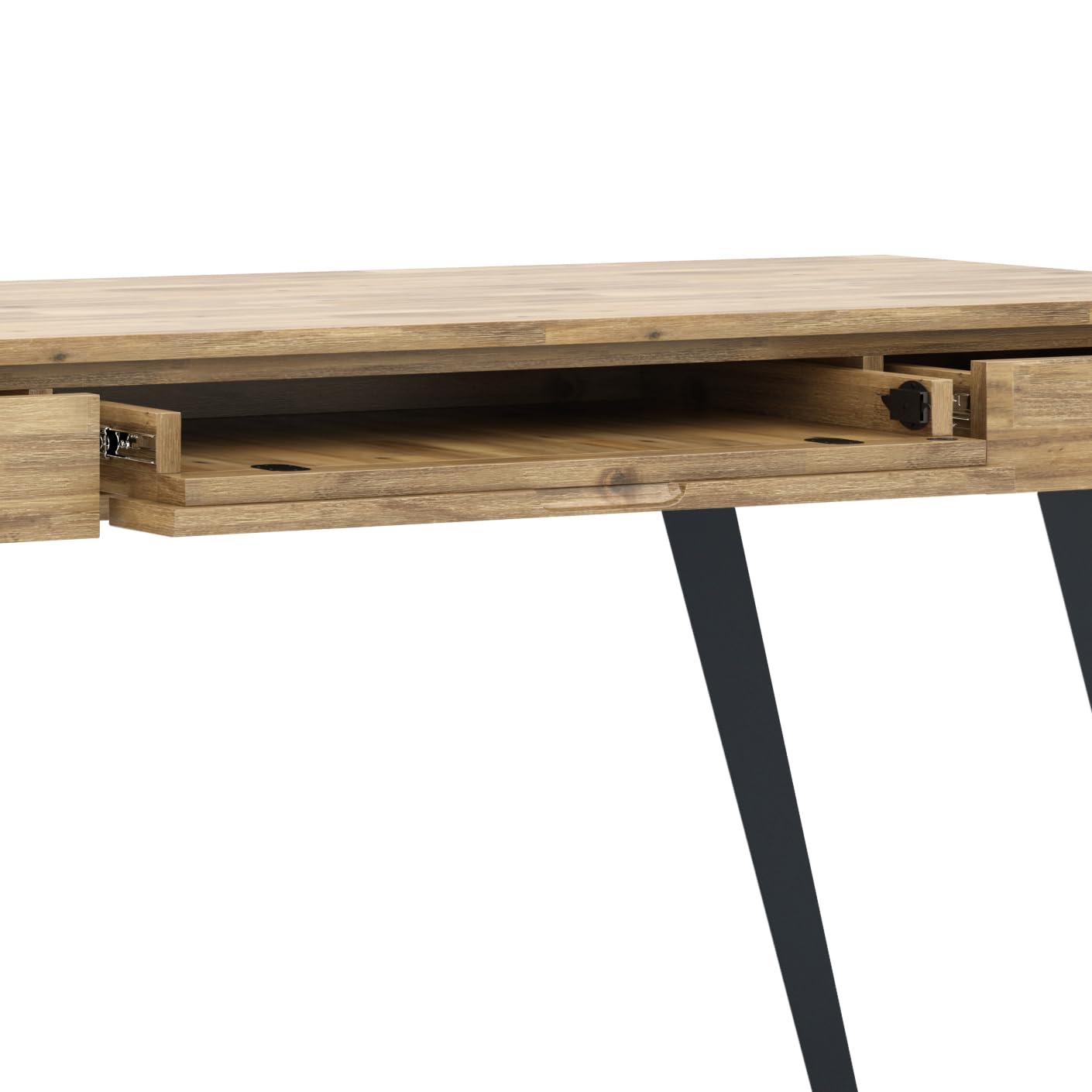 SIMPLIHOME Lowry Desk - 54 Inch Wide Solid Acacia Wood and Metal Writing Desk in Distressed Golden Wheat, Modern Industrial Home Office Computer Table with 2 Drawers and Flip-Down Keyboard Tray