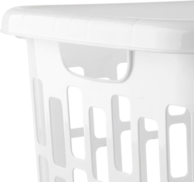 Sterilite Ultra Easy Carry Plastic Dirty Clothes Laundry Basket Hamper with Integrated Handles and Ventilation Holes, White (8 Pack)