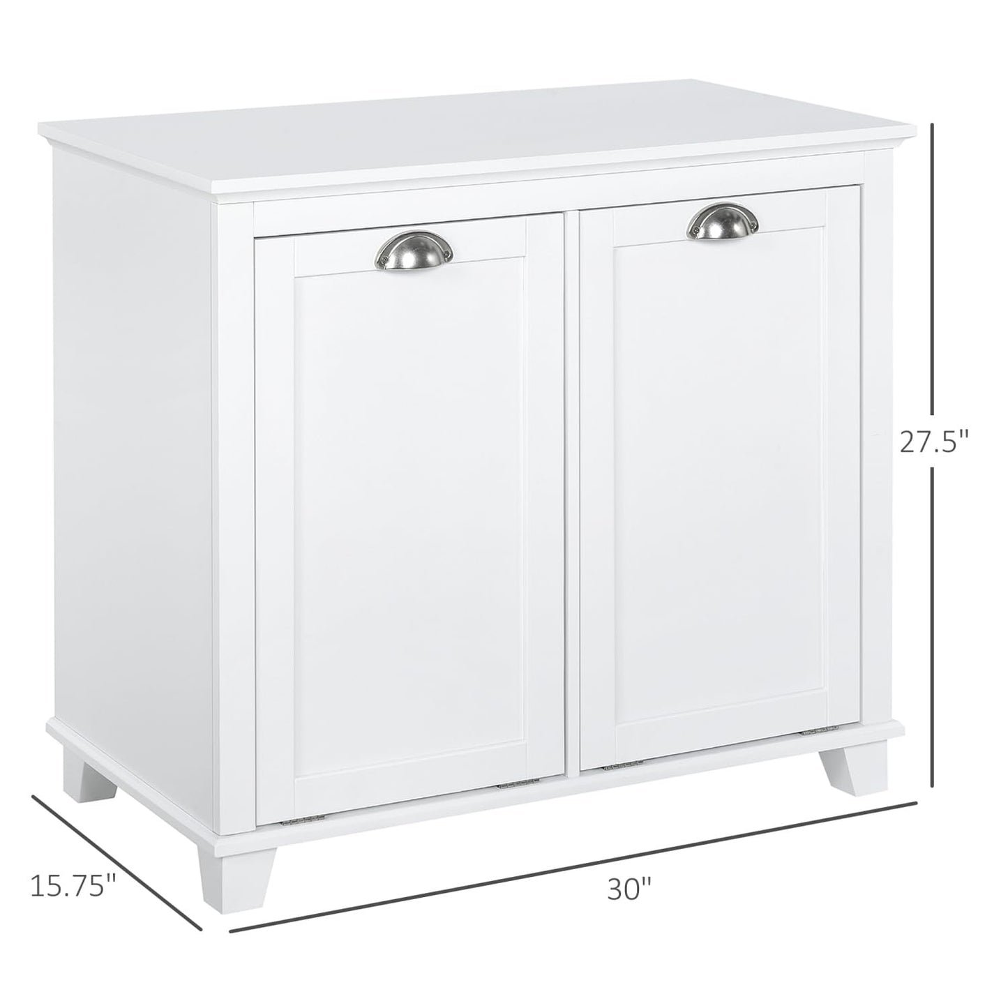 Geelife Tilt-Out Laundry Sorter Bathroom Cabinet, White - MDF White - Front Tilt Out Hamper - Bathroom, Design