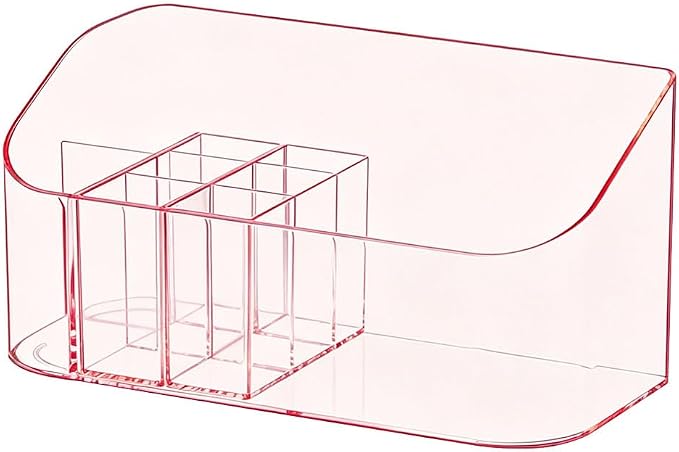 Makeup Tray Holder Organizer Cosmetic Display Case Tabletop Desktop Vanity Countertop Bathroom Wall Cabinet Medicine Storage Box 9 Dividers 2 Removable Women Ladies Girls Gifts Crystal Pink 1 PACK