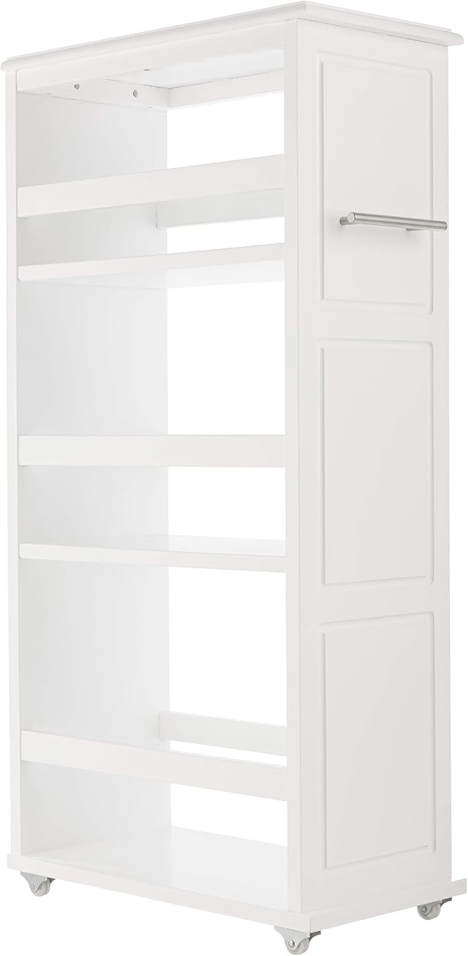 Lavish Home 3-Tier Slim Rolling Storage Cart - 16.7” x 9” Narrow Rolling Cart with Handle and Wheels for Bathroom, Laundry Room, and Kitchen Organization - Pull-Out Home Organizers (White)