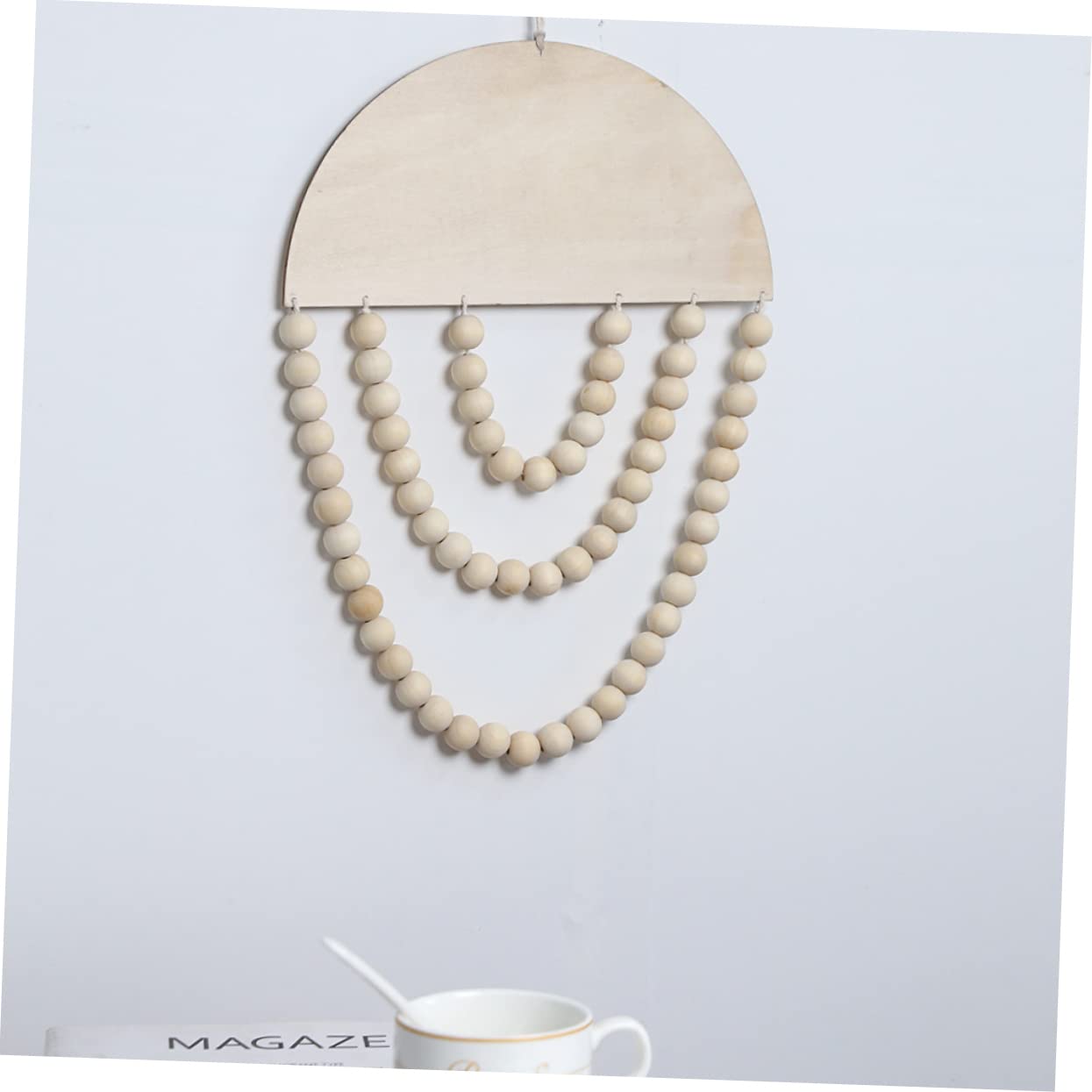IMIKEYA Bohemian Wooden Bead Wall Hanging Decor Indoor Wall Art Pendant for Bedroom and Living Room Creative Handcrafted Warm Design
