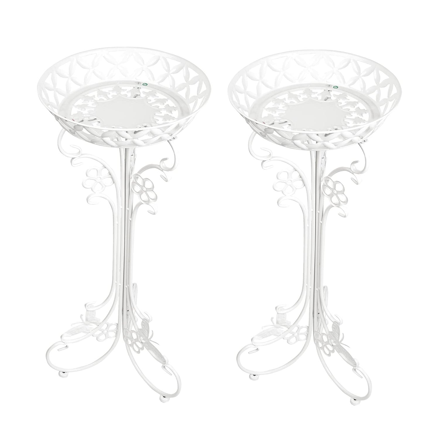 Sungmor Lightweight Metal Flower Pot Stands - 2 Pack 29.7 Inches Tall White Plant Stand - Rustproof Potted Plant Holder Container Support - Indoor & Outdoor Elegant Corner Decorative Display Rack